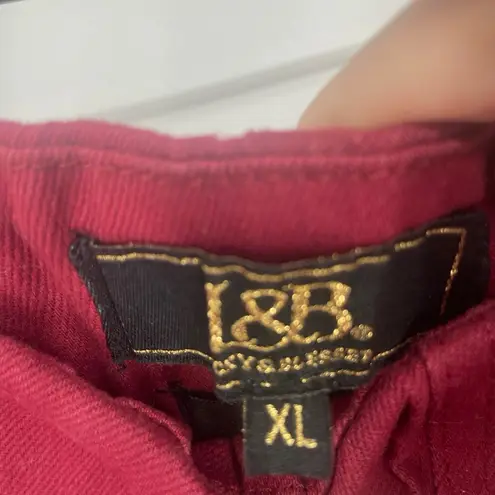 Lucky & Blessed L&B Maroon High Rise Ultra Flare Bell Bottom Pants sz XL Western Red