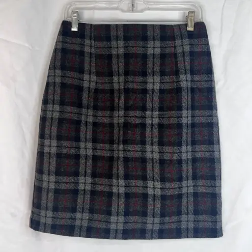 35th & 10th VTG Tartan Plaid Wool Blend Straight Skirt Size 12 Office Career Gray