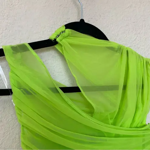 House Of CB  'Adrie' Neon Green Gathered Mini Dress/Size XS NWOT