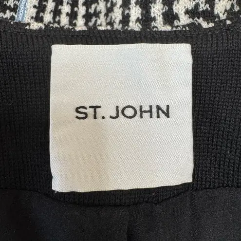 St. John Prince Wales Black White Houndstooth Knit Wool Blazer Jacket US 8 $2195