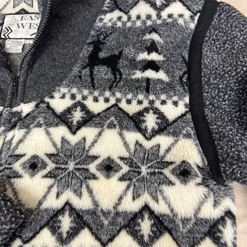 Vintage East West Women's Gray Fair Isle Fleece Zip