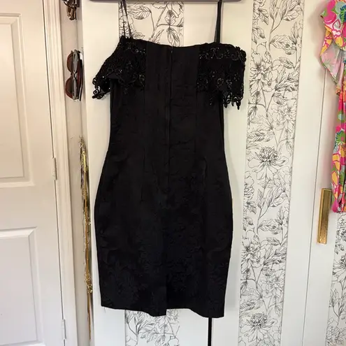 Scott McClintock vintage bedazzled jacquard goth pencil dress Black Size 10