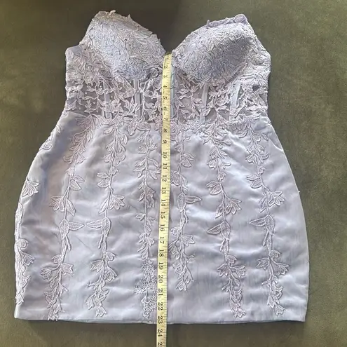 Women’s Purple Short Party Dress Beading Sheer Bodice Corset Back Ties Size 18