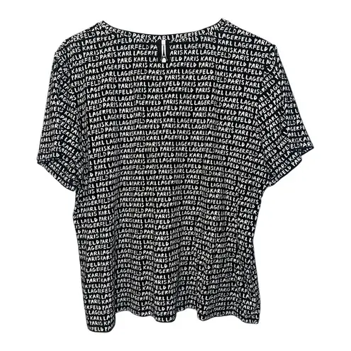 Karl Lagerfeld Black/White Monogram Print Shortsleeve T-Shirt, Large (approx)