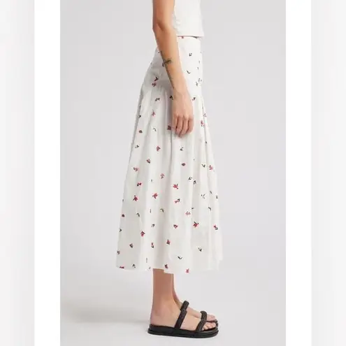 Solid & Striped Women's White The Gael Embroidered Midi Skirt sizeSMALL