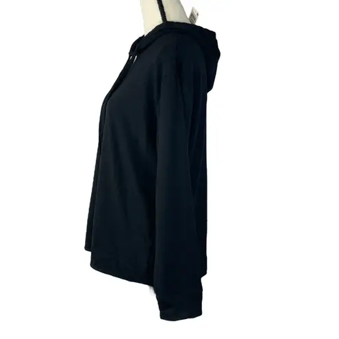 Karen Scott Medium Hooded Jacket Hoodie Long Sleeve Stretch Lightweight Black