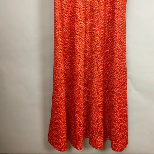 Vintage Prairie Dress 70s Calico Orange Maxi Plus Size Retro Short Sleeve Retro Orange