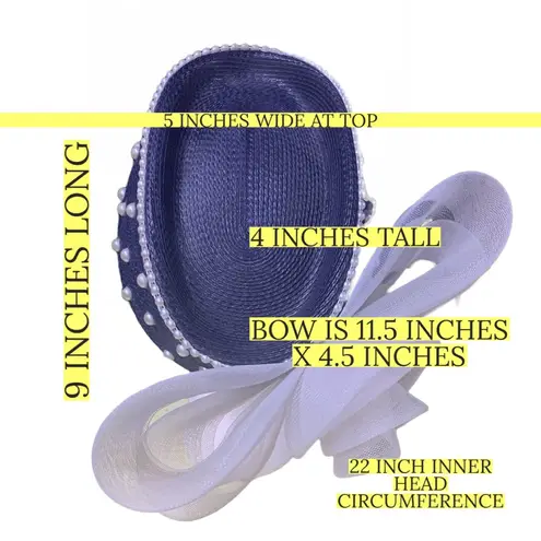 VINTAGE 1980'S GWENN PENNINGTON BLUE RATTAN W/WHITE TULLE & FAUX PEARLS HAT