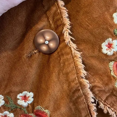 Kikit Jeans Y2K brown corduroy embroidered floral jacket small