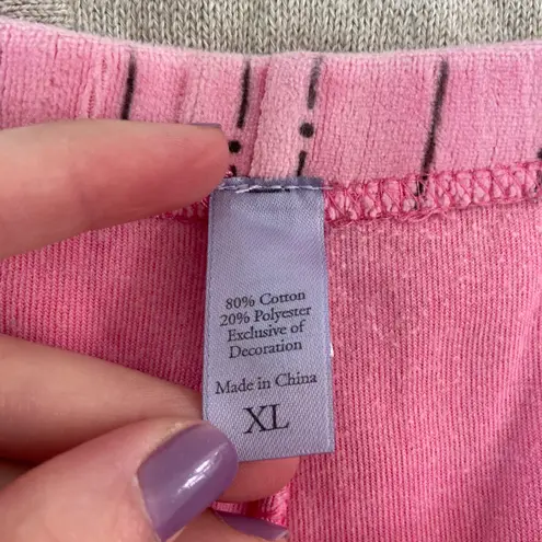 Women’s pink striped drawstring waist soft fuzzy fleece pajama bottoms XL