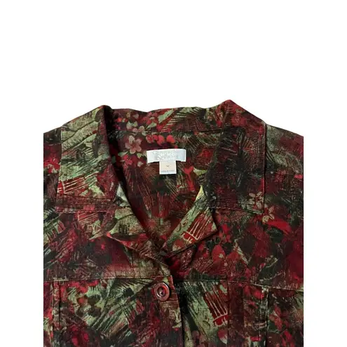 Christopher & Banks Corduroy Jacket Women’s M 100% Cotton Red Green Used