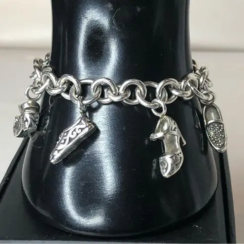 Lois Hill Sterling Silver Rolo Charm Toggle Bracelet with Shoe Charms