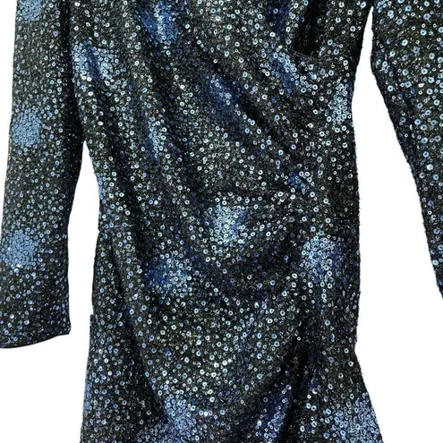 Bardot NWT Sequin Wrap Mini Cocktail Dress in Bijou Blue Women’s Size Medium NYE