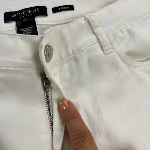Lafayette 148 Acclaimed Stretch Mercer Pant Mid Rise Ankle Length White Size 8