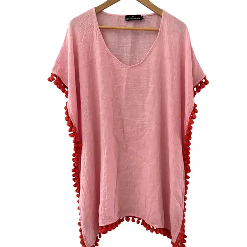 Tuckernuck Pomander Place Katie Caftan PomPom Cover Up Pink Size Small/ Medium