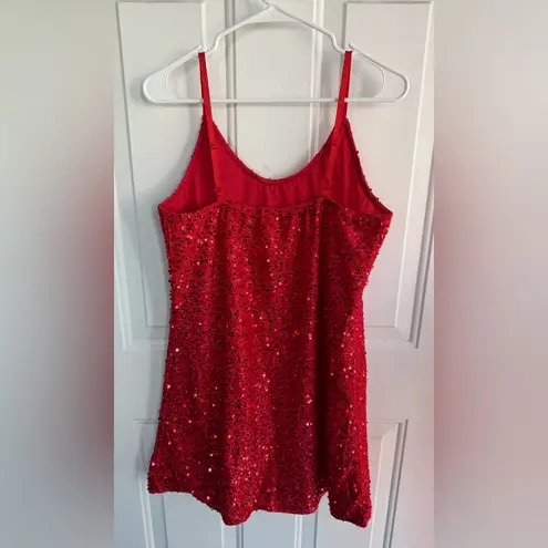 Red Sequin Mini Party Dress | Sleeveless Slip Style | Size M Size M