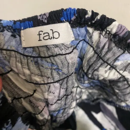 Fab Womens Juniors Strapless Tunic Blouse Top S Small Blue Floral Print Hawaiian