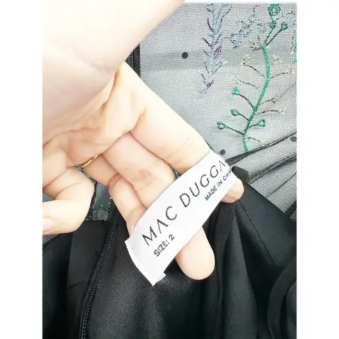 Mac Duggal 79379 Embroidered Illusion Puff Sleeve Column Gown 2 NEW