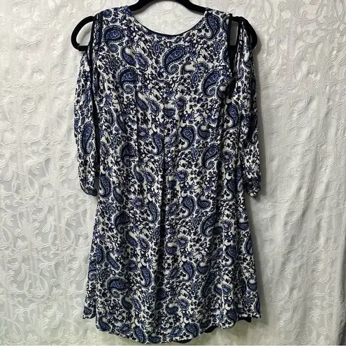 ECI Paisley Print Cold Shoulder V Neck Dress Size Large