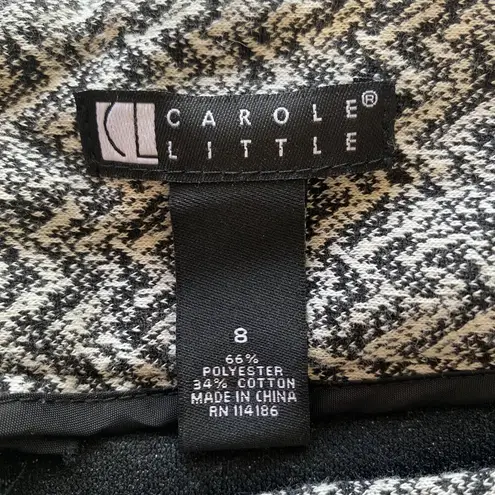 carole little black and white stretchy a-line zip skirt women's size 8