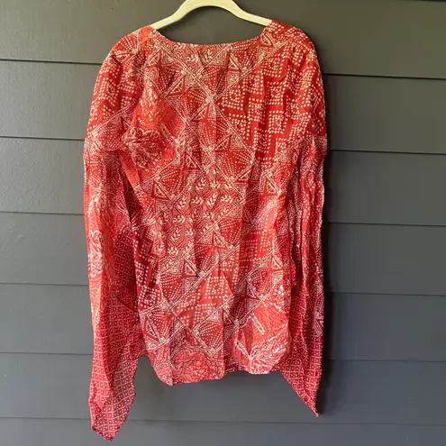 BCBGMAXAZRIA Top Womens XS Silk Hi Low Kimono Sleeve Flowy Lightweight Blouse