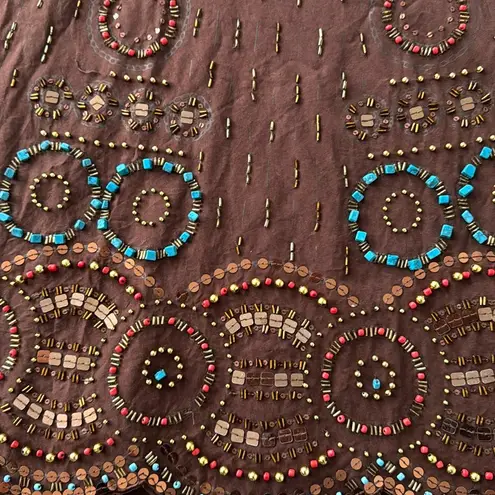 Basi and Maude embroidered embellished beaded brown western skirt size 6