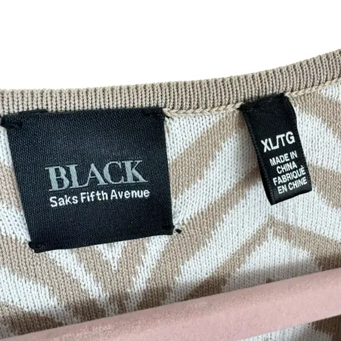 Black Saks Fifth Avenue NWT Tan Cream Cap Sleeve Knit Knee Length Dress Size XL