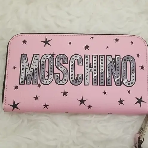 Moschino 💕💕 Space Ship Bear Zip Around Wallet Pink NWT 100% Leather