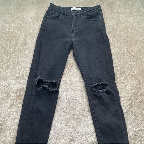 KanCan Black Mid Rise Distressed Knees Zipper Fly Jeans Size undefined