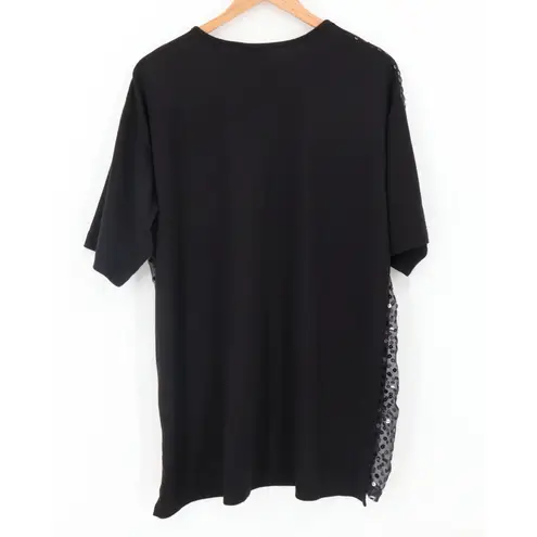 Vintage 80s Sand Dollars Black Sequin Top Womens Union Tag Oversized Glam Size L Size L