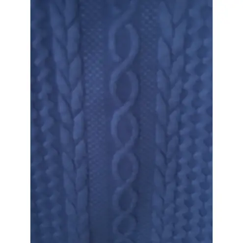 Royal Blue Textured Cable Knit Full Zip Hoodie Jacket Women's Size L Cozy Size L