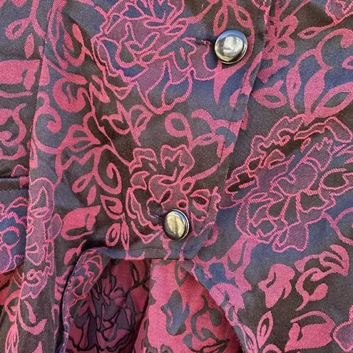 H&R Hearts and Roses Red Floral Gothic Steampunk Corset Jacket Women’s Size 8