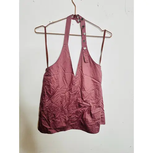 Tibi Purple Pink Dusty Hue Halter Neckline Snap Closure Halter Top size 8