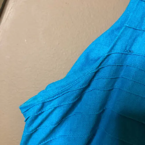 Karin Stevens Linen Blend Beaded Sleeveless MIDI Dress Blue Size 22W