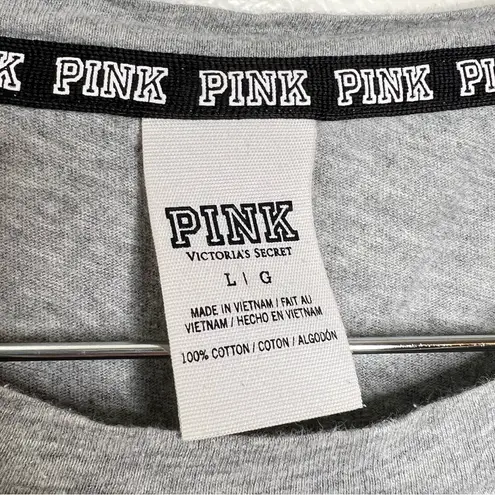 PINK - Victoria's Secret Victoria’s Secret PINK One Pocket Cotton T Shirt Gray Size Large Oversized