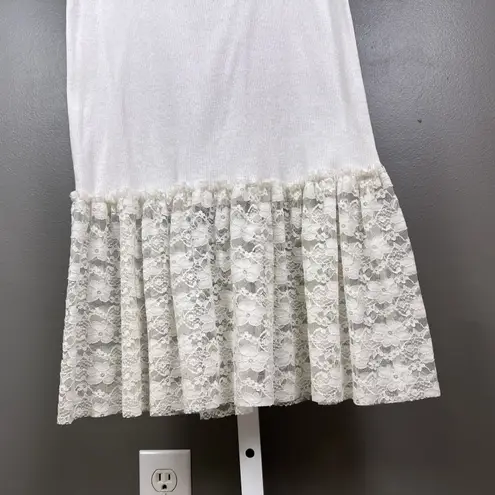 Farmhouse Frocks Tank Dress Size XL Wns White Lace Ruffle Hem Ribbed Scoop