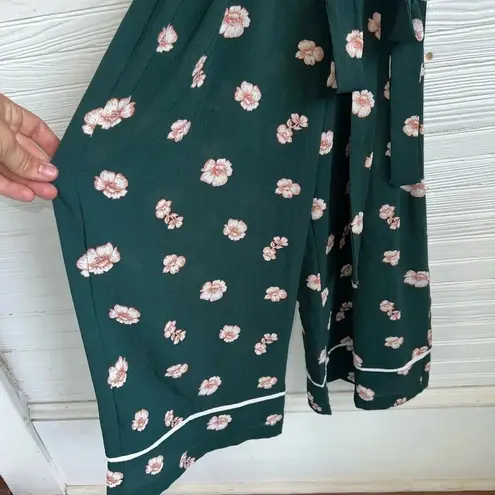 As You Wish As U Wish Green White Floral Print Faux Wrap Jumpsuit Juinors Size Large