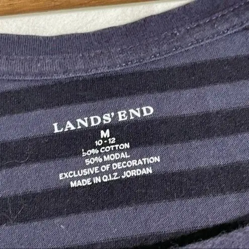 Lands'End  Tank Navy Blue Striped Medium