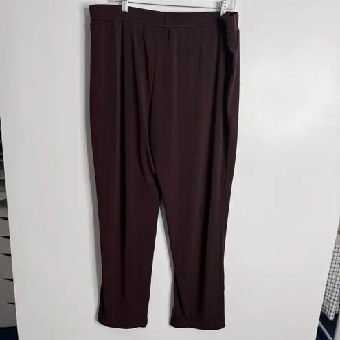 Susan Graver Essentials Reg Liquid Knit Straight Leg Pants Burgundy Size XL
