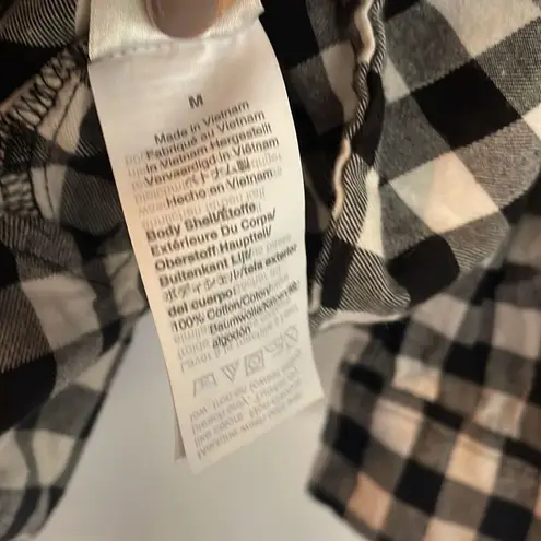 J.Crew black and white checkered gingham popover collared blouse m Size M
