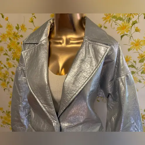 Elegant Metallic silver Trench Coat size M Size M
