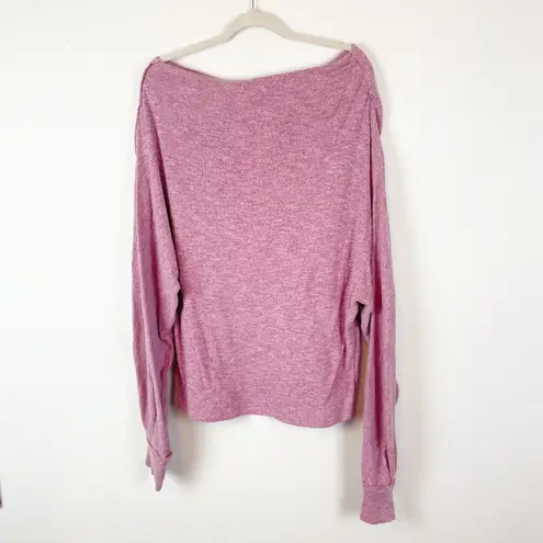 We The Free  People See Me Pullover Dolman Top Casual Loose Fit Heather Pink XL