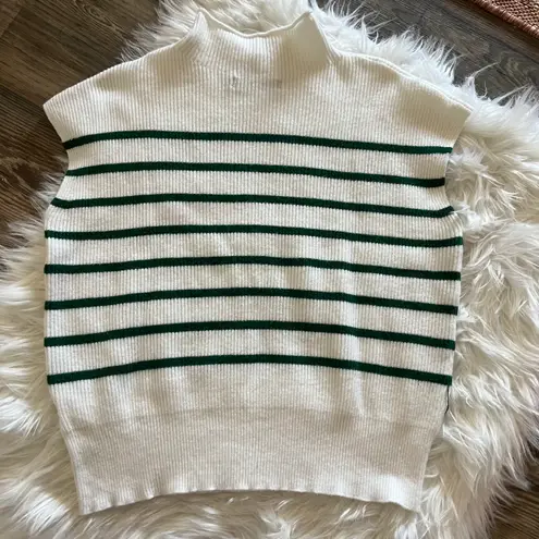 Merokeety Ivory Striped Mockneck Sleeveless Sweater Top