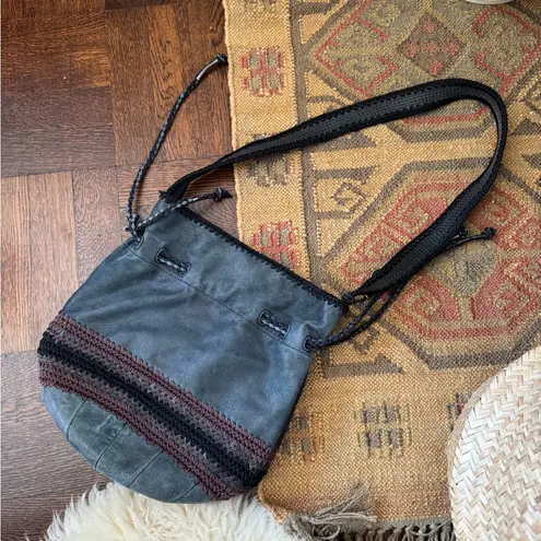 The Sak The Sac Black Leather Heritage Drawstring Bucket Bag soft leather bag