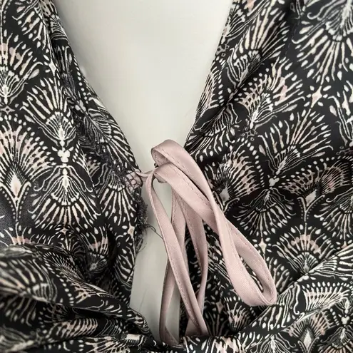 Vintage Indian silver grey pink pattern Thai buddha satin wrap belted kimono S Gray Size undefined