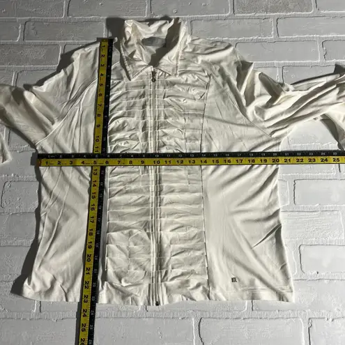 Carlo Colucci Cardigan Jacket Womens 46 Ivory Full Zip Up Pleated Long Sleeve XL