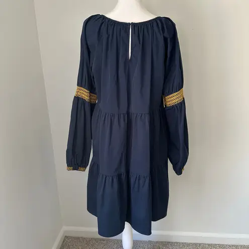 Elizabeth and James navy blue long sleeve peasant dress size L