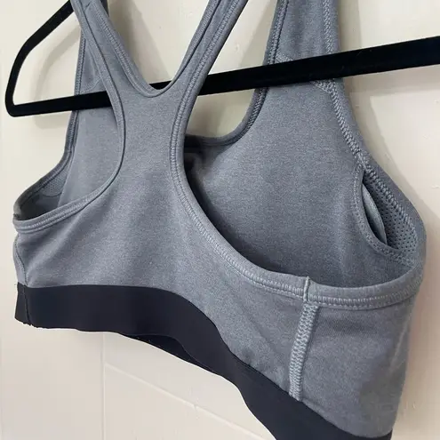 Nike  Dri Fit Sports Bra Removable Pads Grey Black Swoosh Racerback ~ Size M