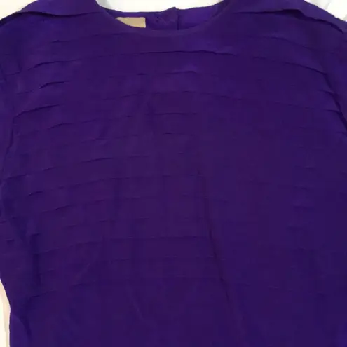 Vintage purple silk pleated ruffled short sleeve blouse Size 10 Size M
