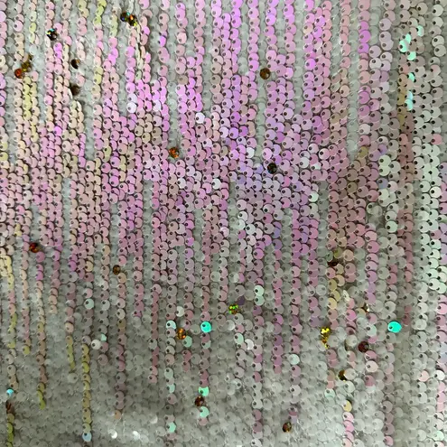 TCEC White and pink sequin halter high mini neck dress. Size small.
